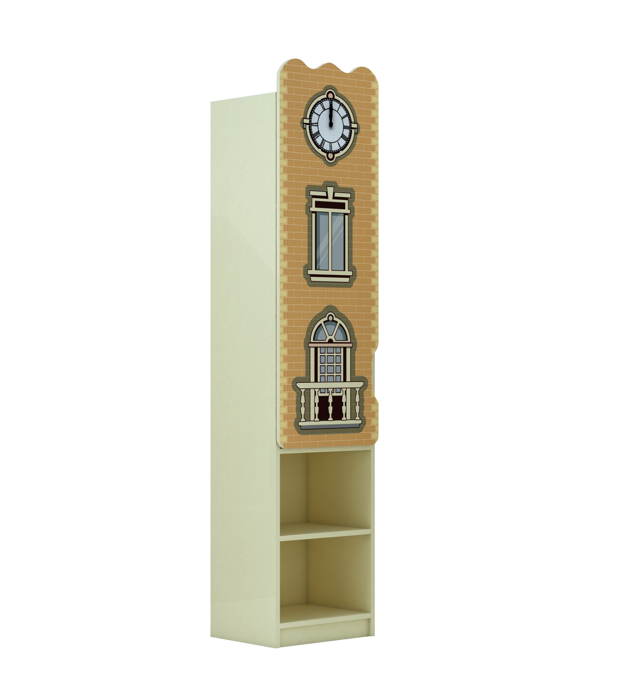 Напівзакрита стінка "Старе місто" елемент №6 з фотодруком, з полицями, матеріал корпусу - ЛДСП, для зберігання дитячих речей, АЛМАНТ, 400х320х1816 мм.